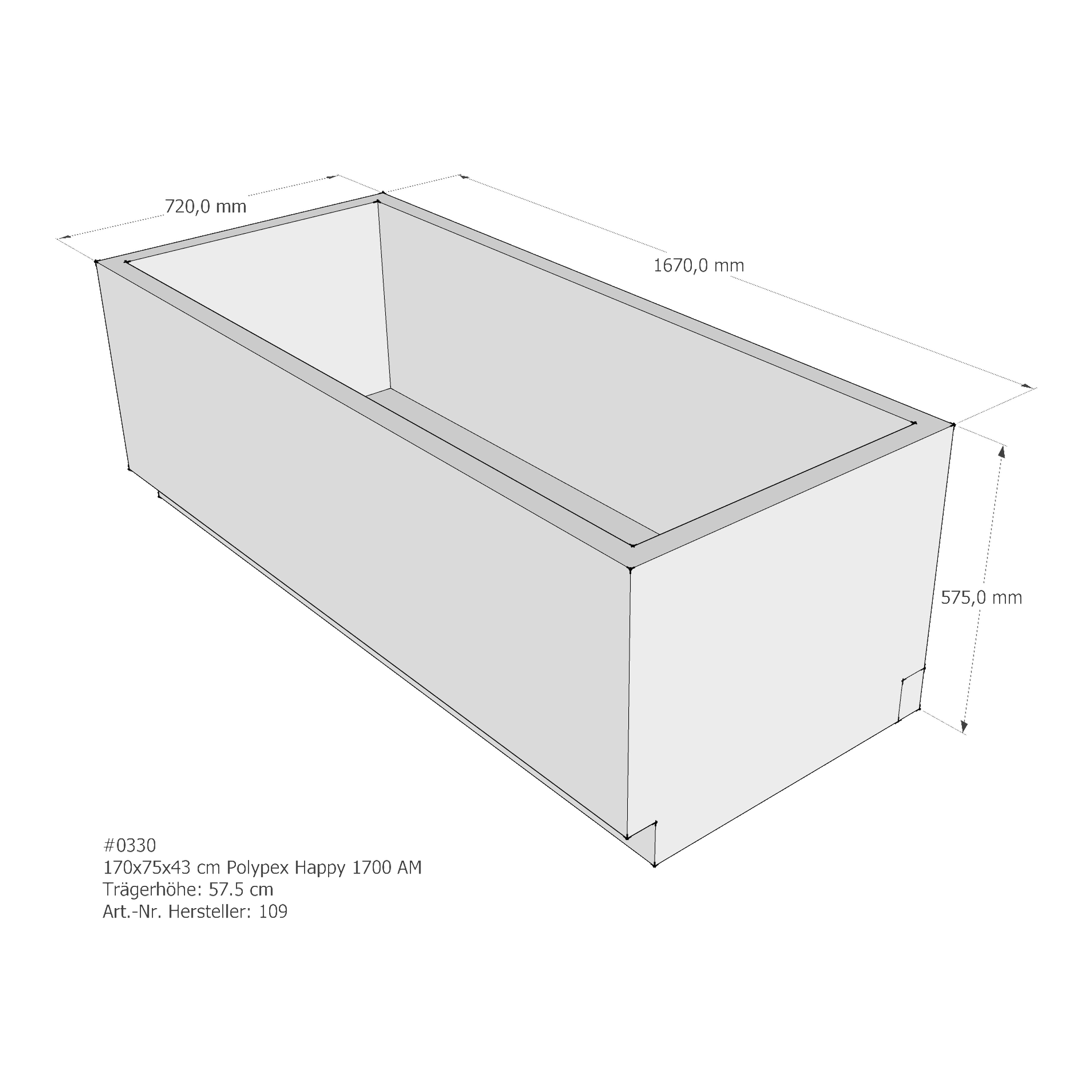 Badewannenträger für Polypex Happy 1700 170 × 75 × 43 cm