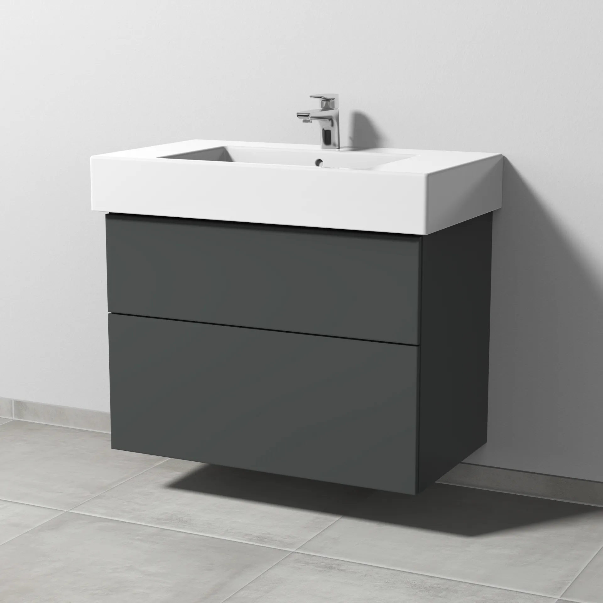 Sanipa Waschtischunterschrank „3way“ passend zu Keramik-Waschtische Vero von Duravit 800 × 593 × 467 mm in Anthrazit (matt)