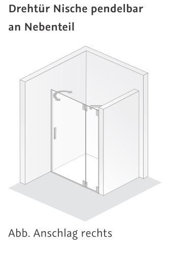 HSK Drehtür an Nebenteil „K2“ Glas Carré HSK Drehtür an Nebenteil „K2“ Glas Carré