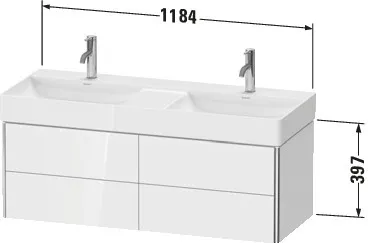 Duravit Waschtischunterschrank wandhängend „XSquare“ 118,4 × 39,7 × 46 cm Weiß Seidenmatt