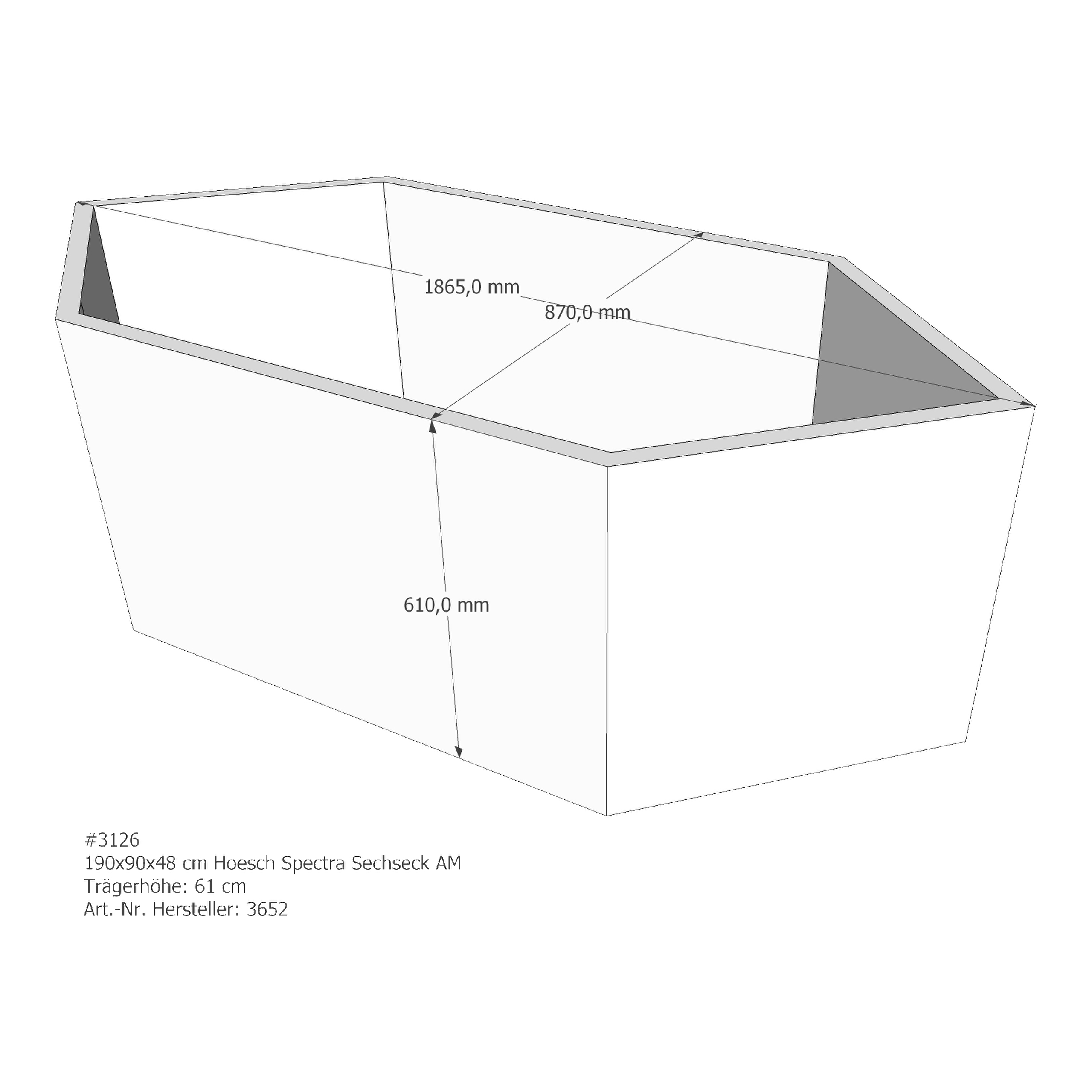 Badewannenträger für Hoesch Spectra 1900x900 190 × 90 × 48 cm