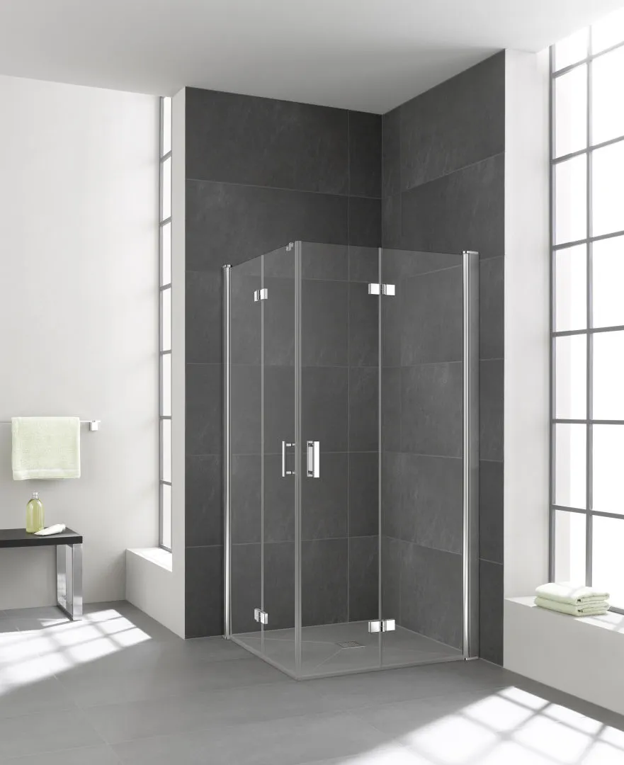 Kermi Pendel-Falttür Eckeinstieg 2-teilig Halbteil rechts „Diga“ Glas Klar, Profile Silber Hochglanz, Falttür BV: 805 - 825 mm GAK: 790 - 810 mm WE: 815 - 835 mm H: 2000 mm