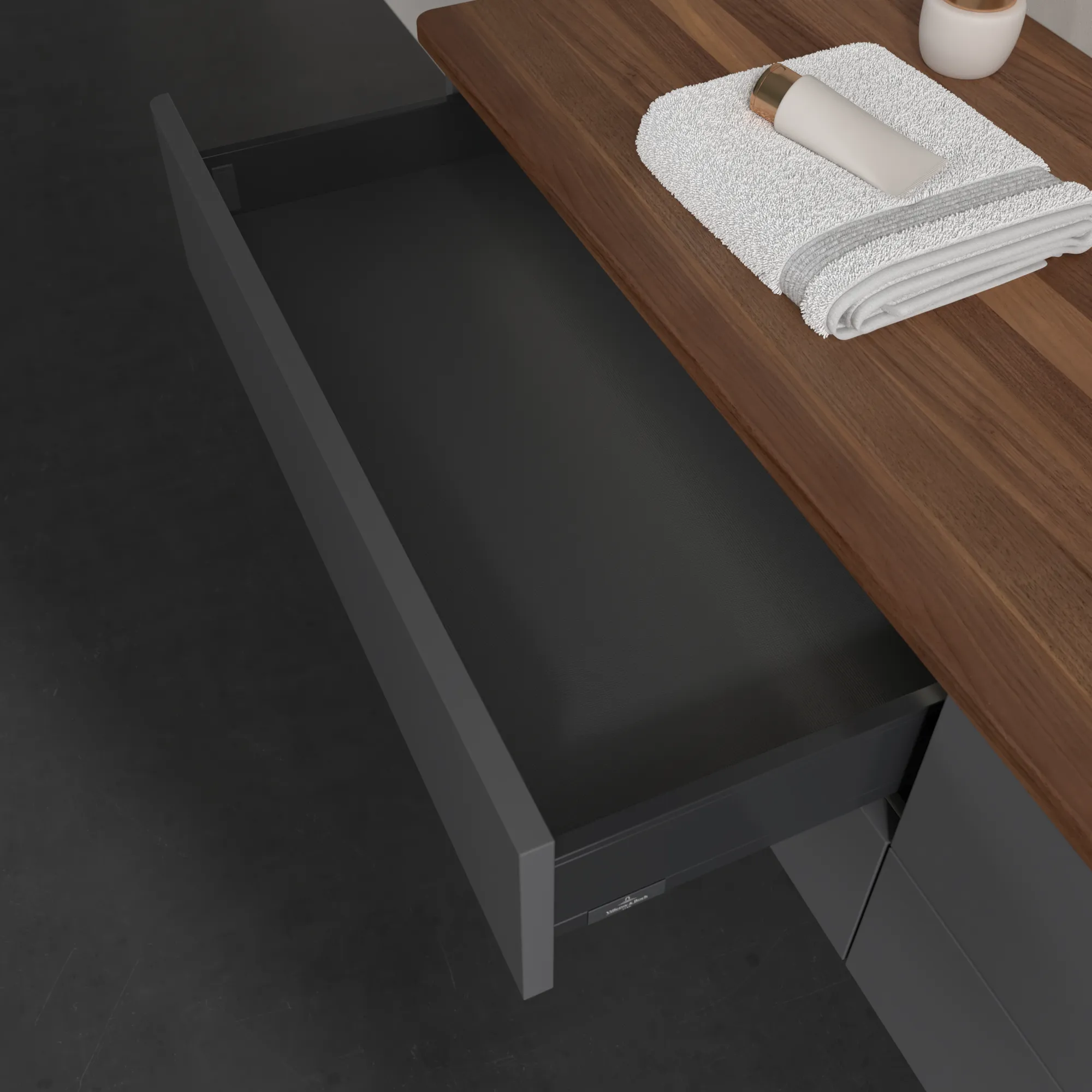 Villeroy & Boch Waschbeckenunterschrank Antao Anthracite Matt Lacquer 1600x360x500mm mit Beleuchtung und SoftClosing