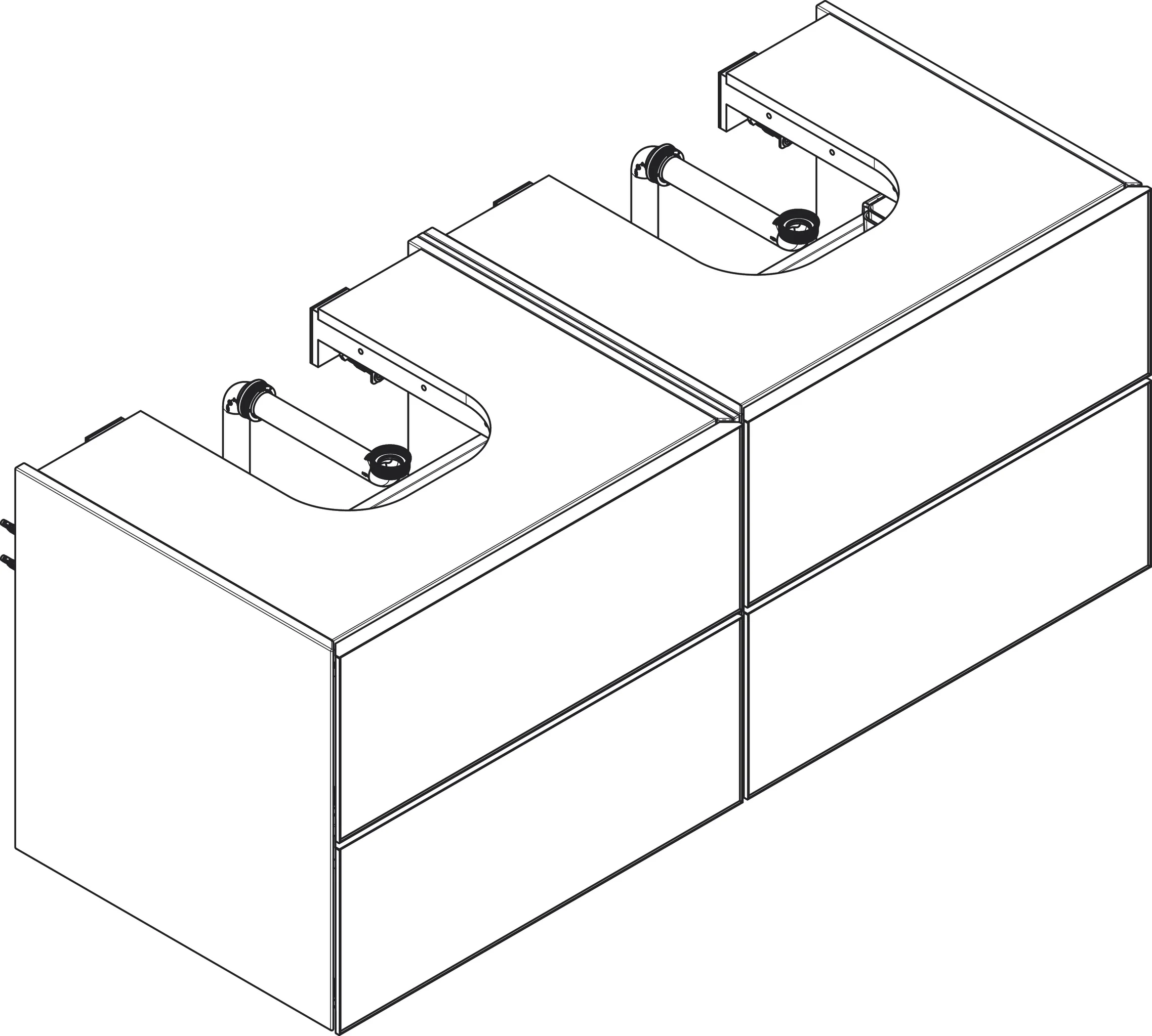 Hansgrohe Xevolos E Waschtischunterschrank Mattweiß 1370/550 mm mit 4 Schubkästen, griff- und siphonausschnittlos, SoftClose, PushOpen, vormontiert Hansgrohe Xevolos E Waschtischunterschrank Mattweiß 1370/550 mm mit 4 Schubkästen, griff- und siphonausschnittlos, SoftClose, PushOpen, vormontiert