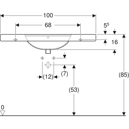 Wandwaschtisch mit Ablagefläche „Preciosa“, rechteckig 100 × 55 cm in weiß alpin