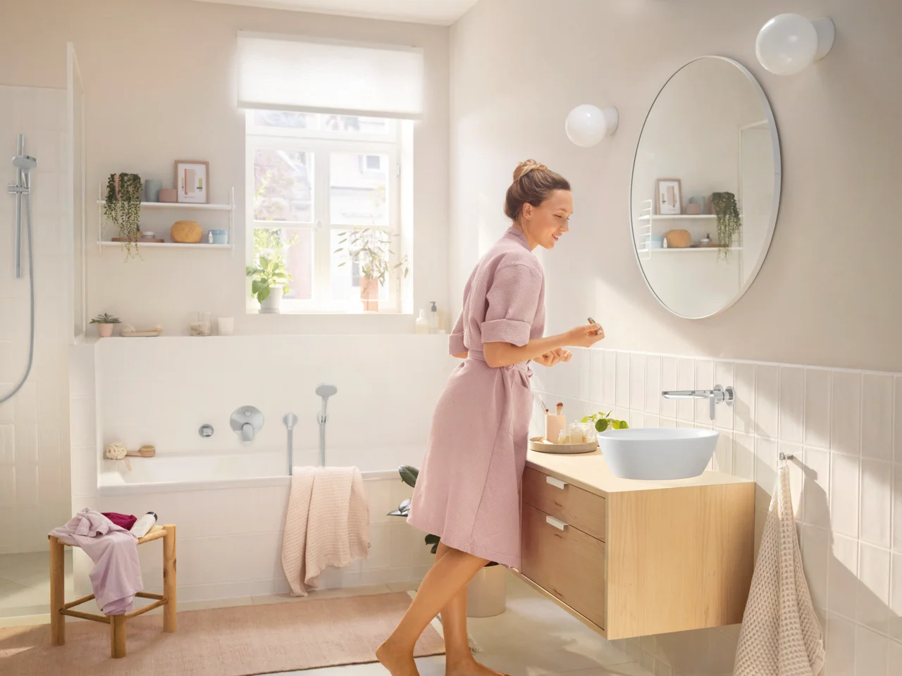 Hansgrohe Rebris S Einhebel-Wannenmischer Unterputz, Chrom, 2 Verbraucher, Keramikmischsystem, einstellbare Temperaturbegrenzung, automatische Rückstellung, Schalldämpfer