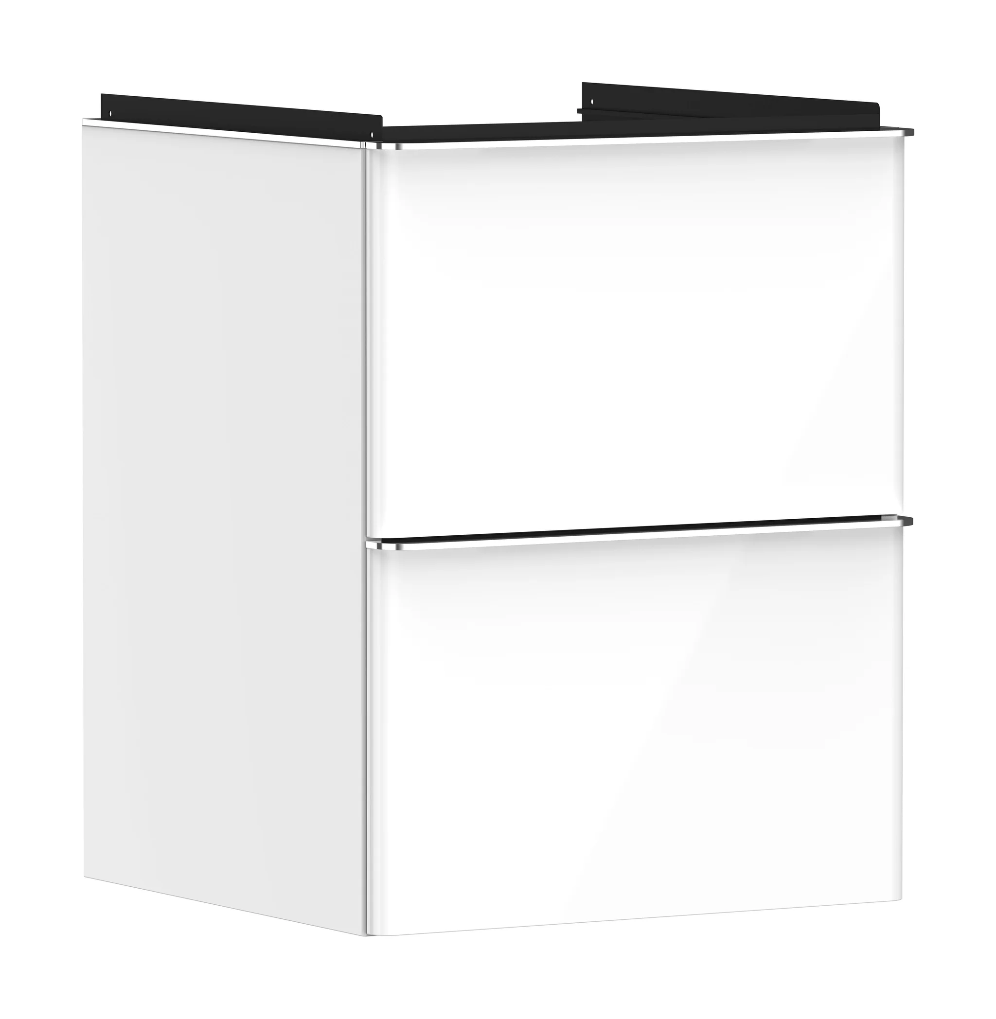 Hansgrohe Xelu Q Waschtischunterschrank, weiß hochglänzend, 480 x 475 mm, 2 Schubkästen, verchromte Griffe, SoftClose, vormontiert