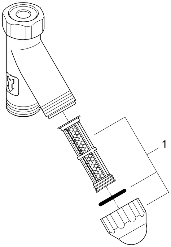 Original WAS Schrägfilter 41275, DN 20, für Wassertemperaturen bis +80°C, Klarsichtkappe, Maschenweite 315 µm, Filtereinsatz aus Edelstahl, chrom