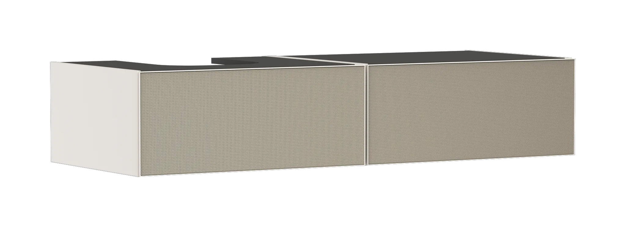 Xevolos E Waschtischunterschrank Sandbeige Matt 1370/550 mit 2 Schubkästen für Konsole mit Ausschnitt links, Oberfläche Front: Bronze Struktur