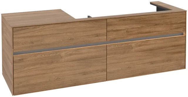 Villeroy & Boch Waschtischunterschrank „Collaro“ 1600 × 548 × 500 mm Kansas Oak, mit Beleuchtung, für Becken rechts