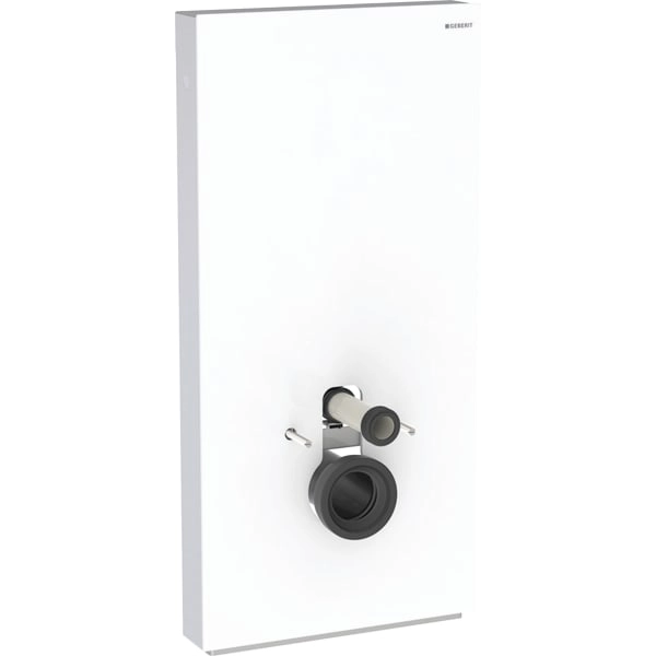 Monolith Plus Sanitärmodul für Wand-WC, 101 cm, Frontverkleidung aus Glas: Glas weiß, Aluminium