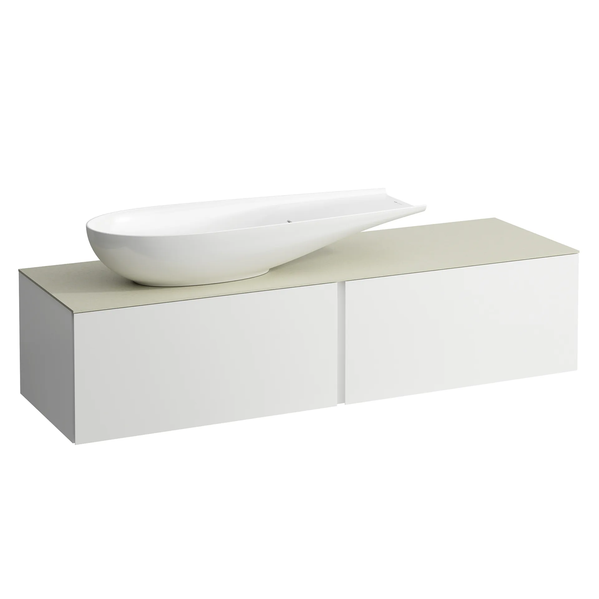 Schubladenelement (WT-Unterbau+WT-Platte) ILBAGNOALESSI 500x1600x370 2 Schubladen integrierte versteckte Griffe seitlich Vollauszug Soft-Close Ausschnitt links Calce Avorio Top inkl. gebohrtes Hahnloch passend zu Waschtisch H818974 Weiß matt Schubladenelement (WT-Unterbau+WT-Platte) ILBAGNOALESSI 500x1600x370 2 Schubladen integrierte versteckte Griffe seitlich Vollauszug Soft-Close Ausschnitt links Calce Avorio Top inkl. gebohrtes Hahnloch passend zu Waschtisch H818974 Weiß matt