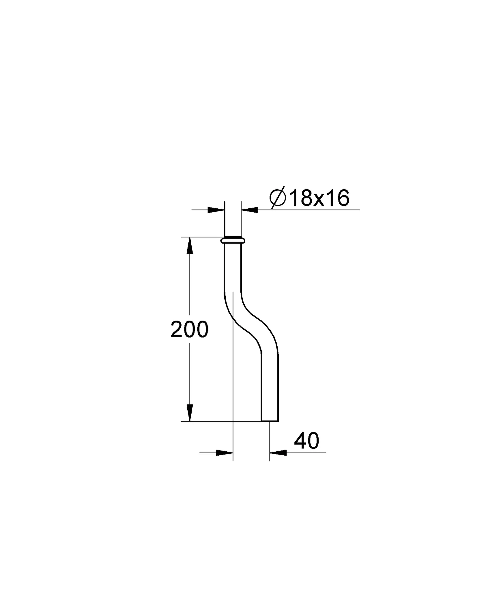 Grohe Urinalspülrohr 37039, 200 mm, Kröpfung 40 mm, chrom Grohe Urinalspülrohr 37039, 200 mm, Kröpfung 40 mm, chrom
