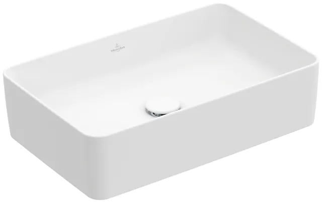 Villeroy & Boch Aufsatzwaschtisch rechteck aus TitanCeram „Collaro“ 560 × 360 × 145 mm, ohne Hahnlochbohrung in Stone White Villeroy & Boch Aufsatzwaschtisch rechteck aus TitanCeram „Collaro“ 560 × 360 × 145 mm, ohne Hahnlochbohrung in Stone White