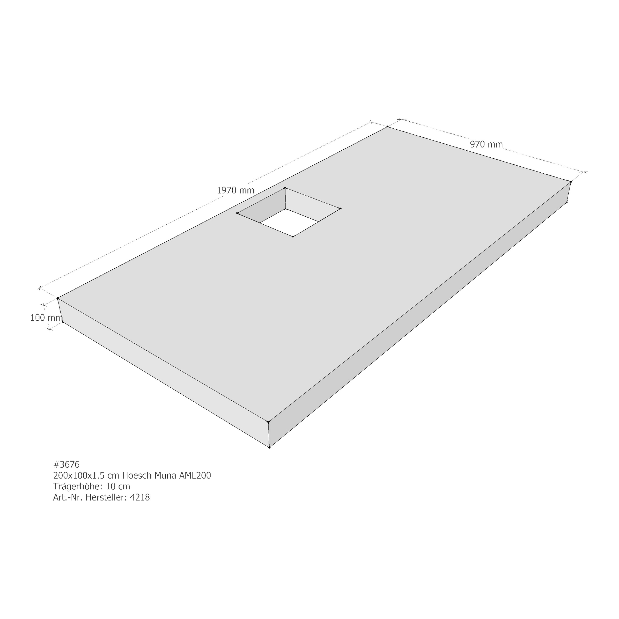 Duschwannenträger für Hoesch Muna 200 × 100 × 1,5 cm Duschwannenträger für Hoesch Muna 200 × 100 × 1,5 cm