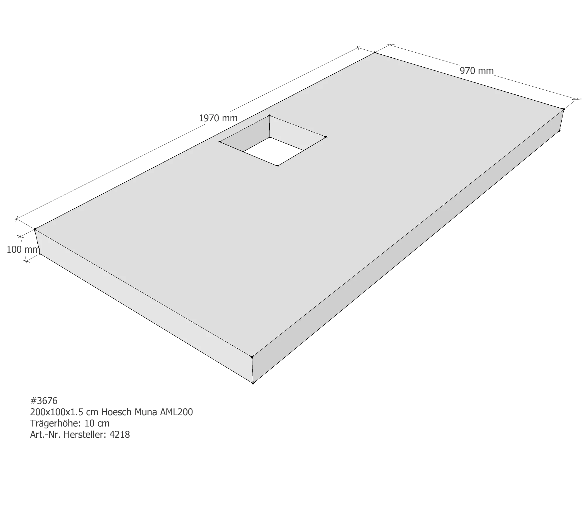 Duschwannenträger für Hoesch Muna 200 × 100 × 1,5 cm
