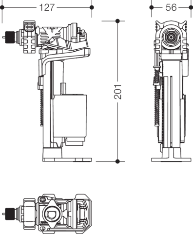 Einlassventil Spülkasten des Systems S 50, für Spülkasten der höhenverstellbaren WC-Module S50.02...