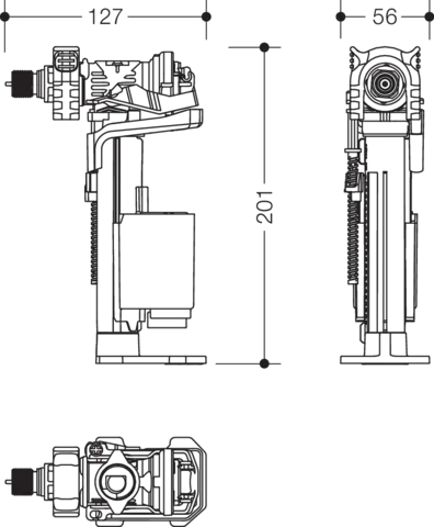 Einlassventil Spülkasten des Systems S 50, für Spülkasten der höhenverstellbaren WC-Module S50.02... Einlassventil Spülkasten des Systems S 50, für Spülkasten der höhenverstellbaren WC-Module S50.02...