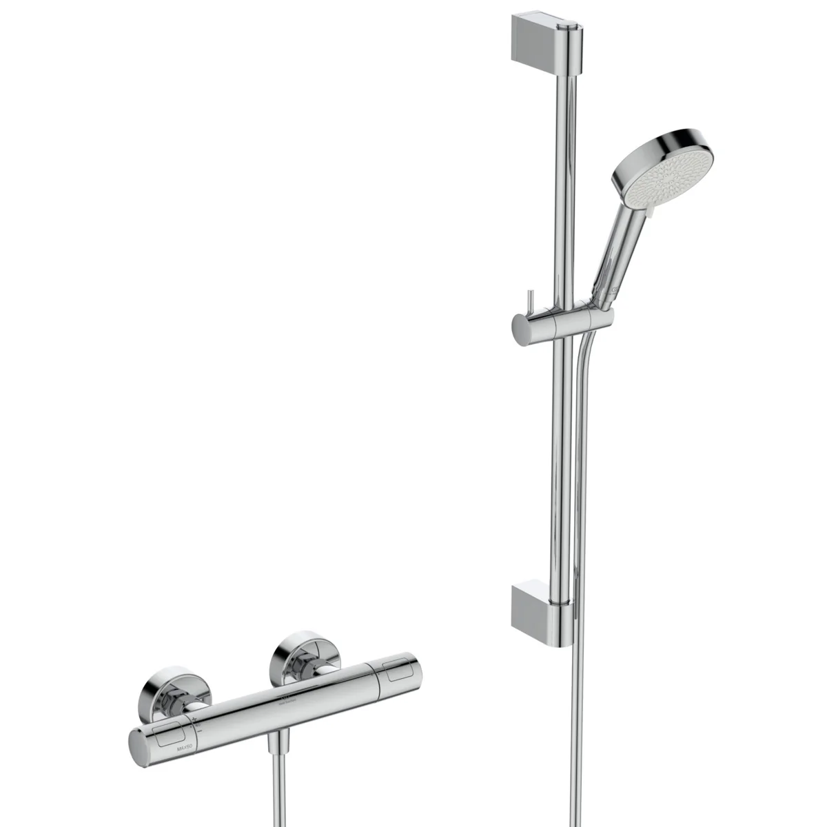 Ideal Standard Ceratherm T25 Brausegarnitur mit Thermostat, Brausestange 60 cm Chrom