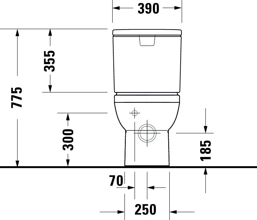 Stand-WC Kombi No.1,Weiß, 650mm,riml,TS,Abg.waagr.,var.Zul., 