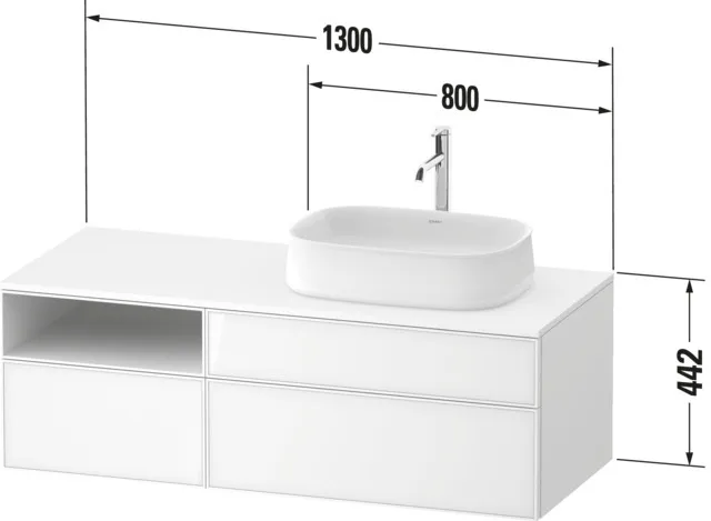 Duravit Waschtischunterschrank wandhängend „Zencha“ 130 × 44,2 × 55 cm