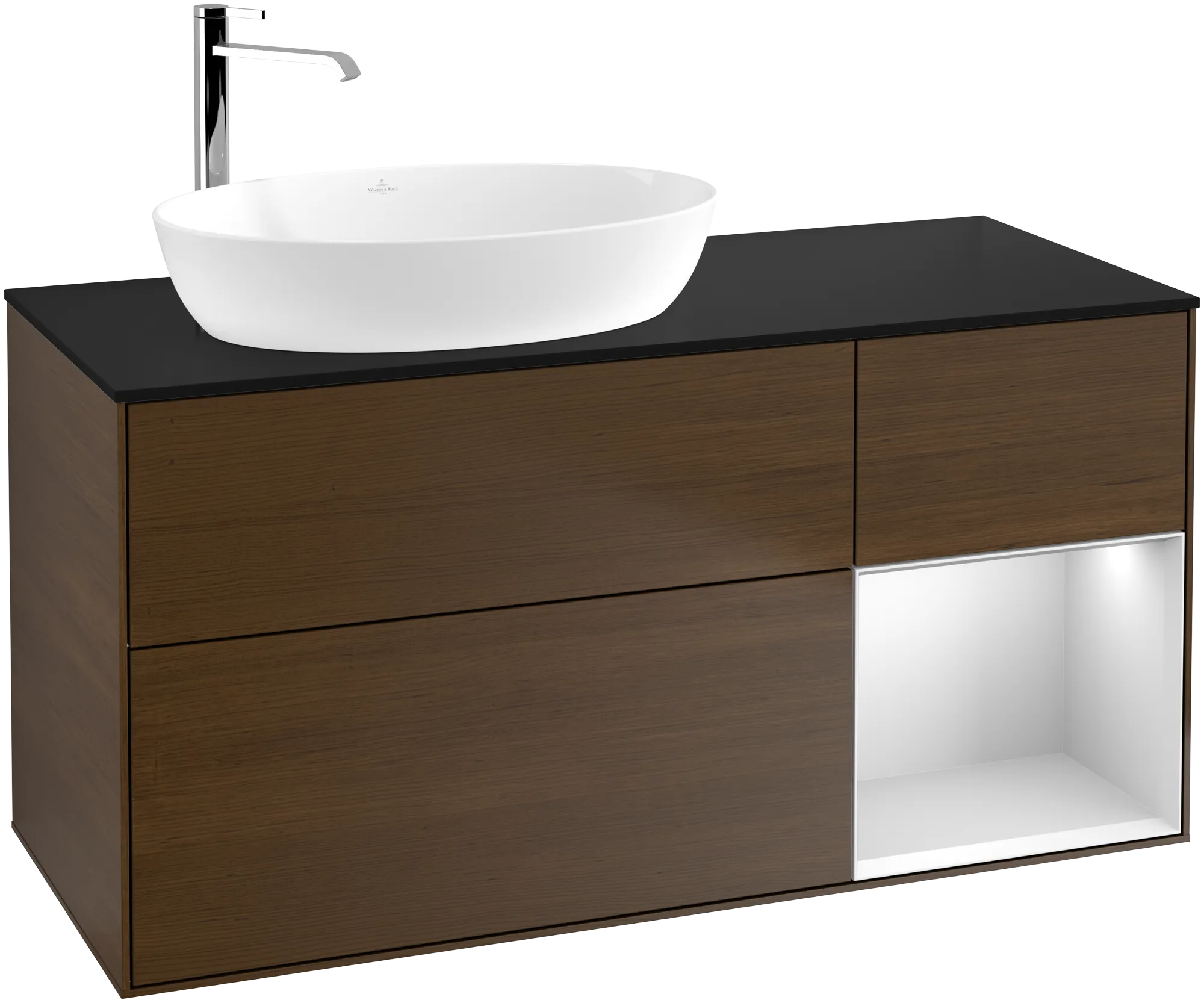 Villeroy & Boch Finion Waschbeckenunterschrank F93, 1200 x 603 x 501 mm, mit Beleuchtung, links