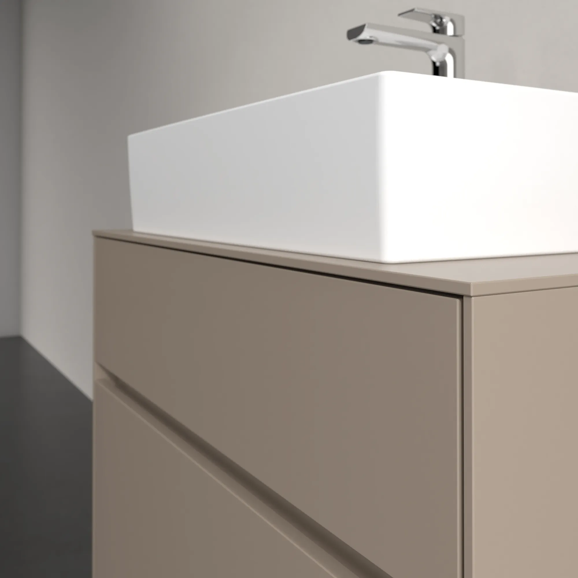 Villeroy & Boch Waschtischunterschrank „Collaro“ 800 × 548 × 500 mm Taupe, ohne Beleuchtung, für Becken mittig