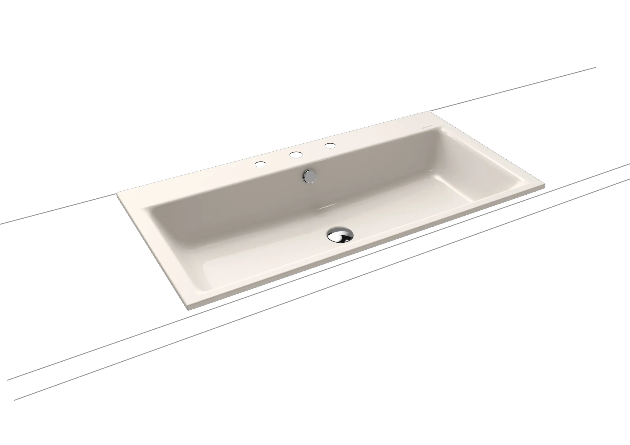 Einbauwaschtisch „Puro“ 90 × 46 cm, mit Überlauf, mit Hahnlochbohrung in pergamon mit Perl-Effekt