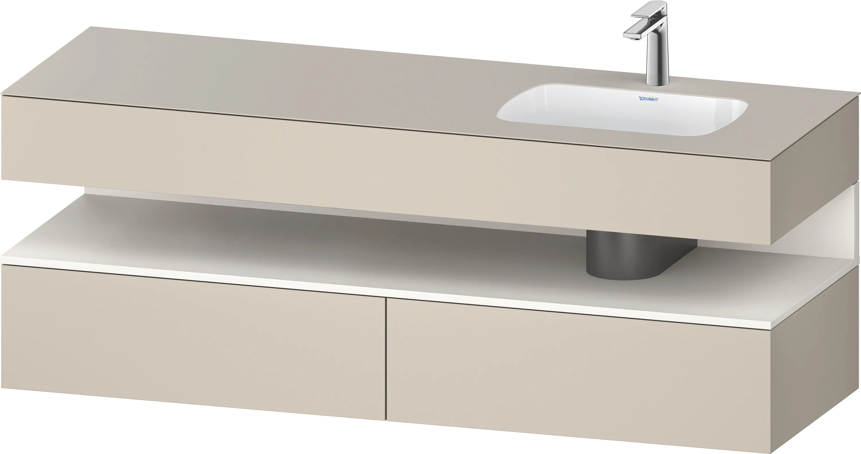 Einbauwaschtisch mit Konsolenwaschtischunterbau „Qatego“ 160 × 55 × 60 cm, mit Beleuchtung