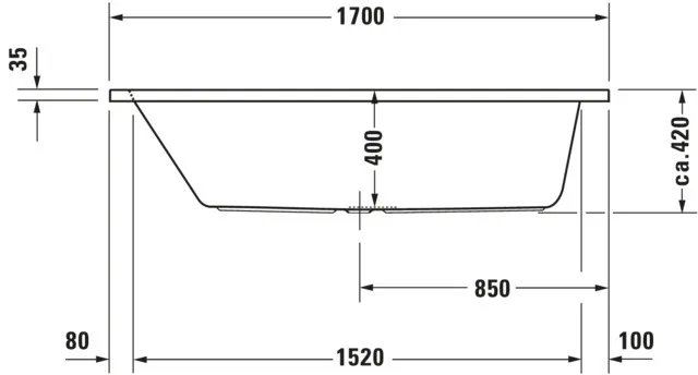 Duravit Badewanne „D-Code“ rechteck 170 × 70 cm, Mittelablauf