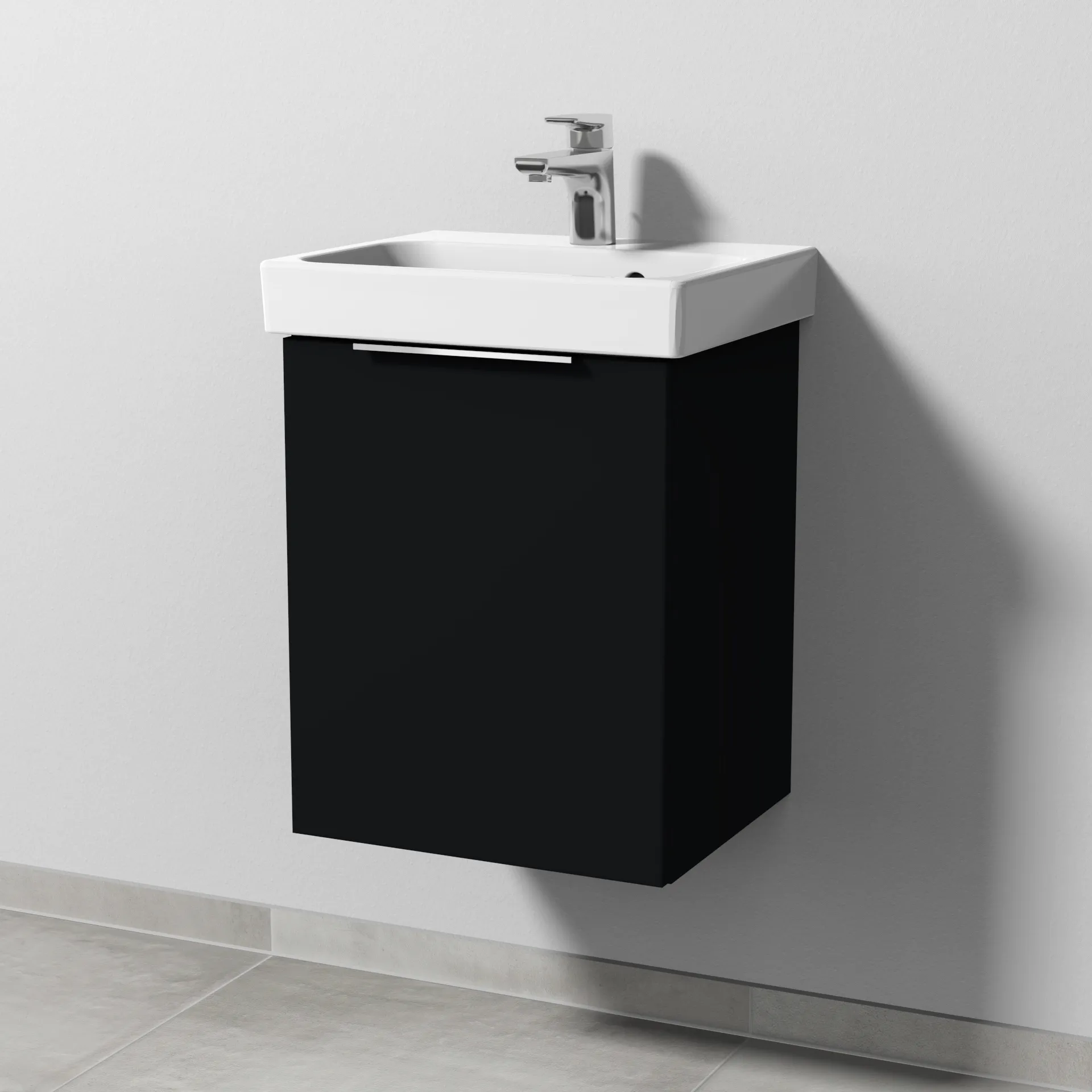 Sanipa Waschtischunterschrank „3way“ 410 × 517 × 353 mm in Schwarz (matt), Anschlag links