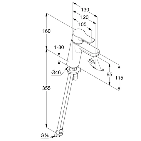 Kludi PURE & EASY Waschtisch-EHM 100 EcoPlus, o. Ablaufgarnitur chrom