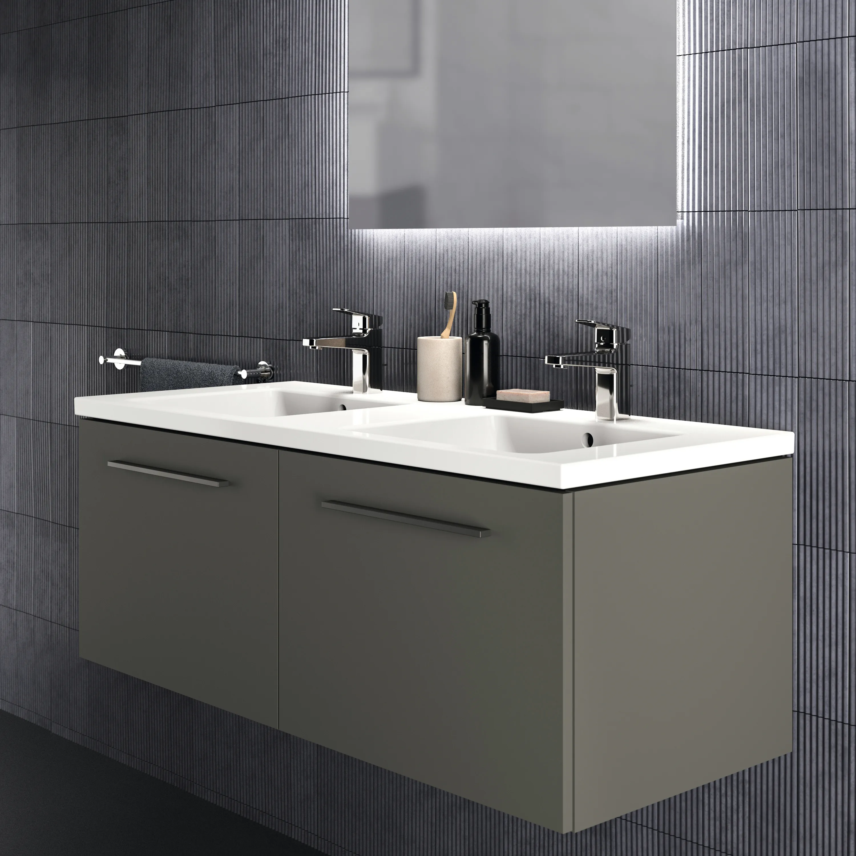Ideal Standard Waschtischunterschrank „i.lifeB“ 120 × 44 × 50,5 cm Quarzgrau matt