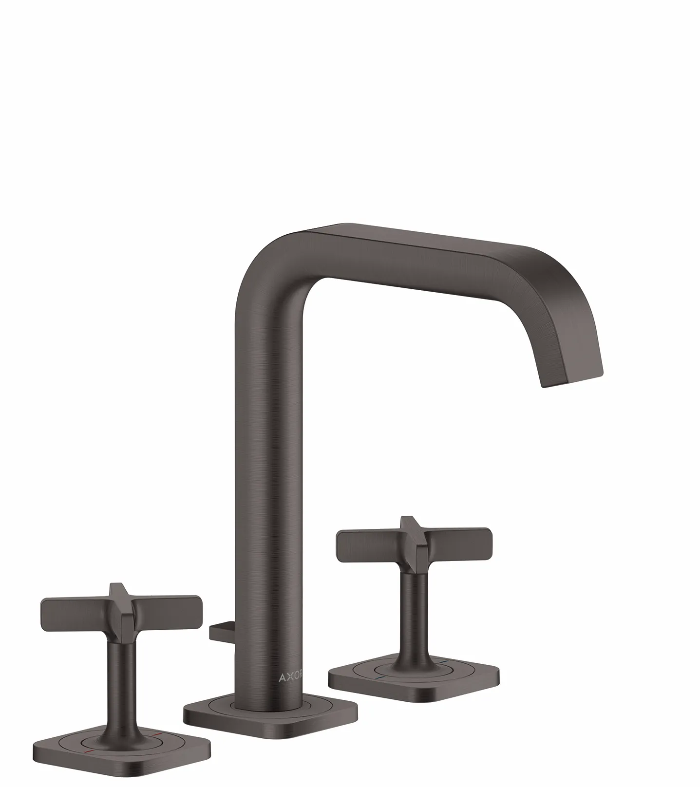 Hansgrohe AXOR Citterio E 3-Loch Waschtischarmatur Brushed Black Chrome, ComfortZone 170, Ausladung 165 mm, Auslaufhöhe 170 mm, Kreuzgriff, Laminarstrahl, max. Durchfluss 5 l/min, Keramikventile 180°, für Durchlauferhitzer geeignet