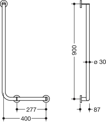HEWI Haltegriff „System 900“ in Schwarz tiefmatt, Befestigung verdeckt HEWI Haltegriff „System 900“ in Schwarz tiefmatt, Befestigung verdeckt