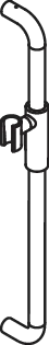 Brausehalterstange, Edelstahl, pulverbeschichtet, Achsmaß 600 mm, 79 mm tief, Durchmesser 25 mm, mit magnetischem Brausehalter, in Farbe CV (Schwarz tiefmatt-Schwarz matt (90))