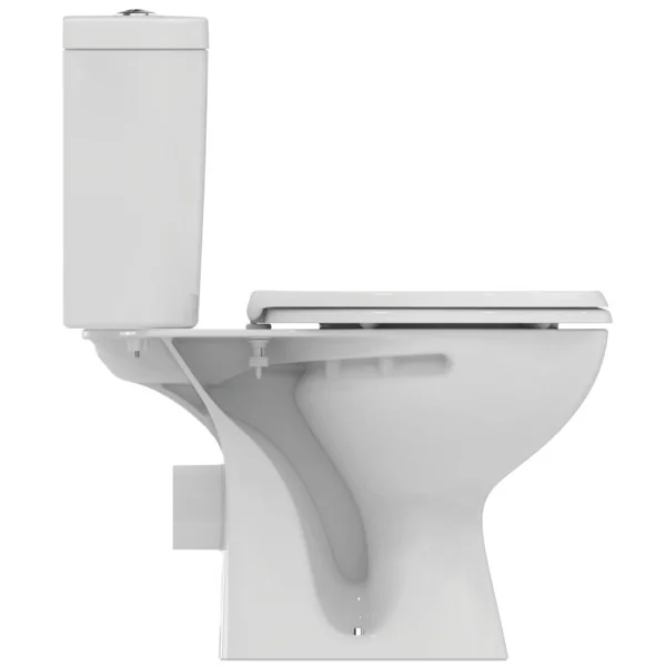 Ideal Standard Eurovit Standtiefspül-WC mit Spülkasten Zulauf oben, WC-Sitz, wassersparende 2-Mengen-Spülung, weiß