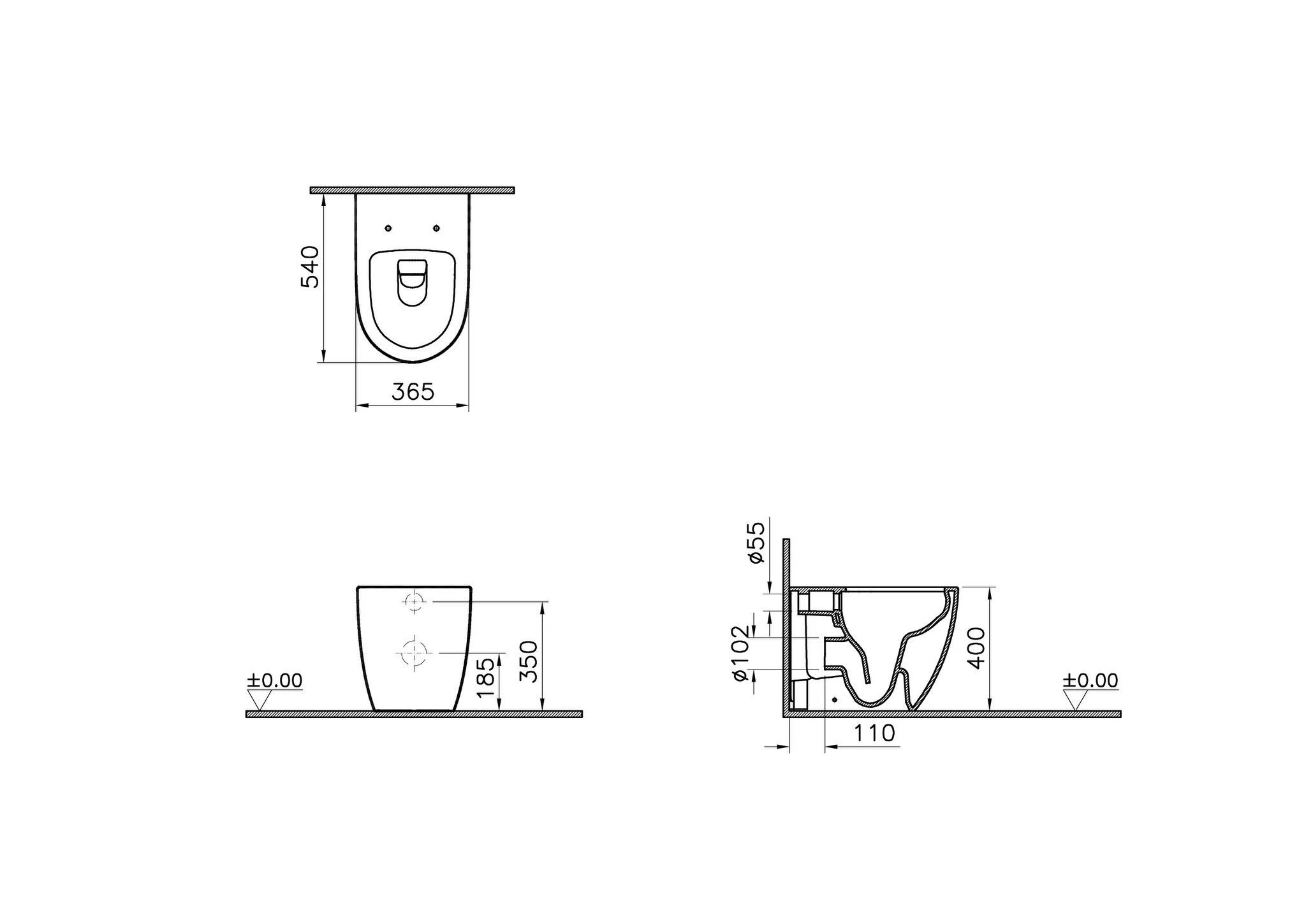 VitrA Sento Tiefspül-Stand-WC Flush 2.0 ohne Spülrand, Weiß Hochglanz, 365x545x400 mm VitrA Sento Tiefspül-Stand-WC Flush 2.0 ohne Spülrand, Weiß Hochglanz, 365x545x400 mm