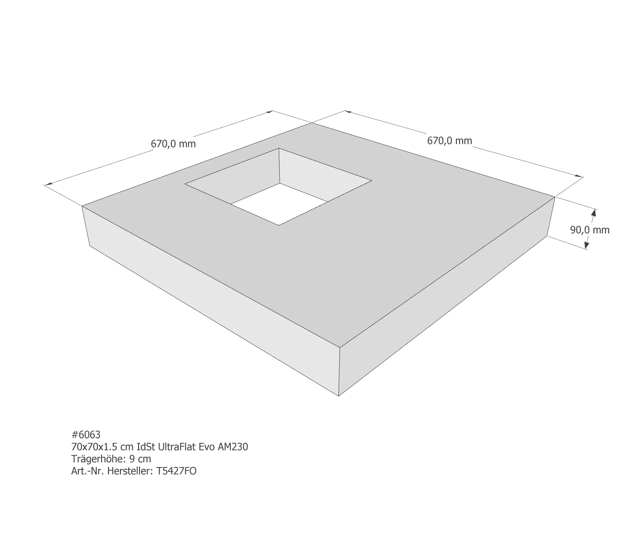 Duschwannenträger passend für Ideal Standard 70 × 70 × 1,5 cm Duschwannenträger passend für Ideal Standard 70 × 70 × 1,5 cm