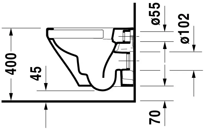 Wand-Tiefspül-WC Compact „DuraStyle“ 37 × 35,5 × 48 cm, Befestigung sichtbar, ohne Spülrand