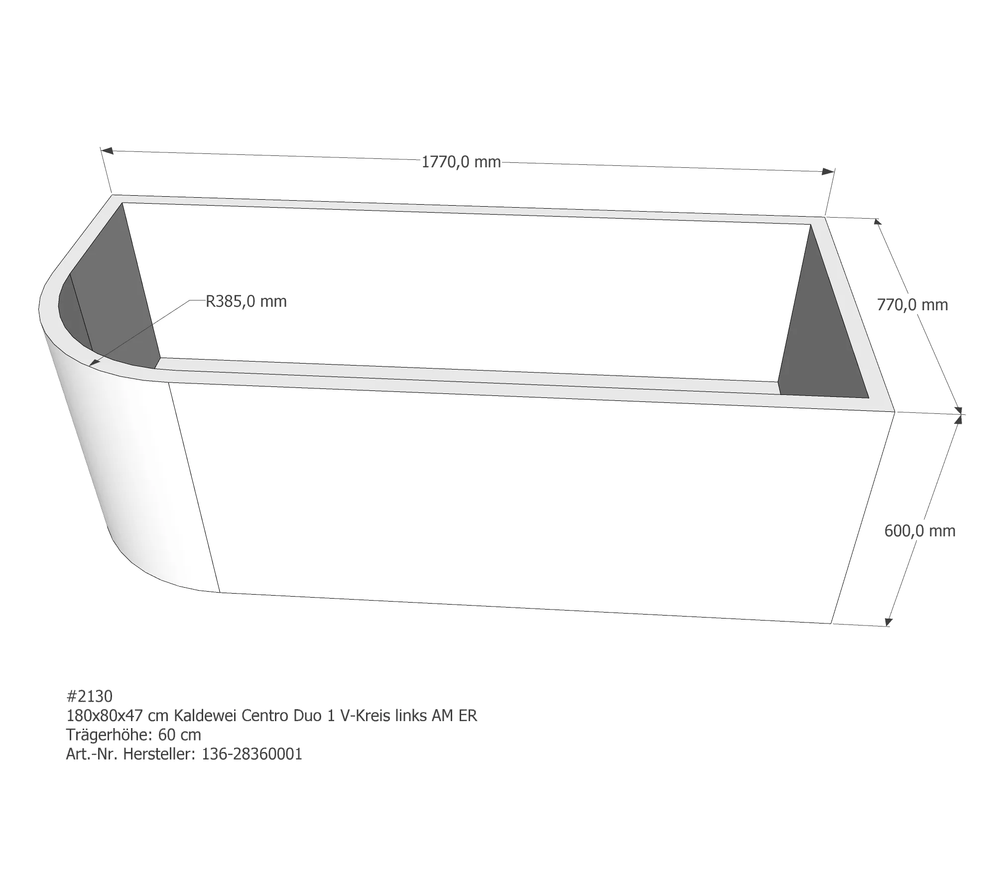 Badewannenträger für Kaldewei Centro Duo 1 links links 180 × 80 × 47 cm Ausführung: links / Breite: 80 cm / Länge: 180 cm Badewannenträger für Kaldewei Centro Duo 1 links links 180 × 80 × 47 cm Ausführung: links / Breite: 80 cm / Länge: 180 cm