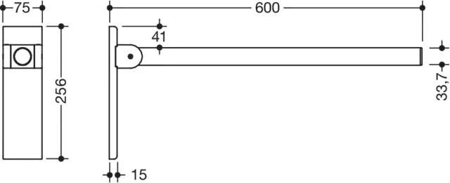 HEWI Toilettenstütze „System 900“, Befestigung verdeckt