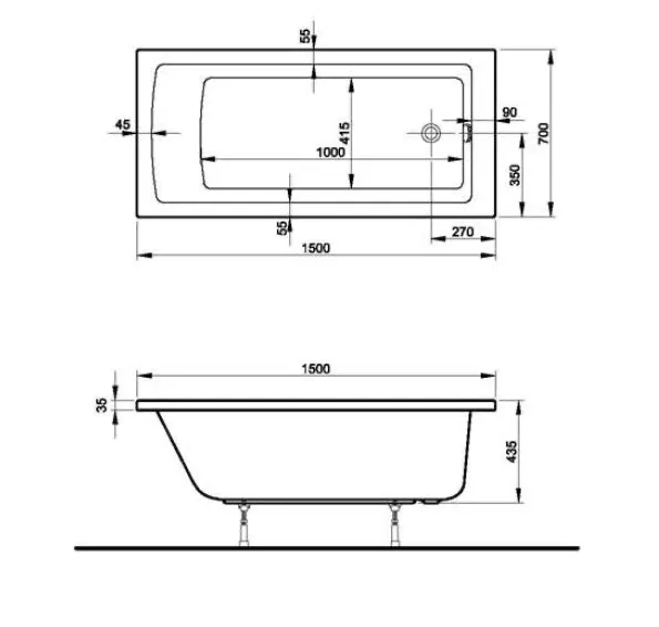 Integra Badewanne 150 x 70 cm Körperformwanne Einbauversion Weiß Hochglanz Integra Badewanne 150 x 70 cm Körperformwanne Einbauversion Weiß Hochglanz