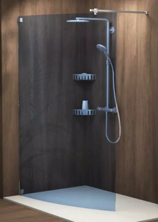 Sprinz Walk-In-Duschkabine Walk-In Freistehende Seitenwand gebogen Beschlag eckig „Inloop“ rahmenlos inkl. Haltestange B: 1200 mm H: 2100 mm T: 8 mm