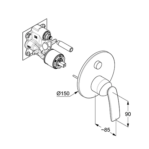 Kludi BALANCE UP-Wafü-/Br.-EHM Push Set m. Funktionseinheit für 88022, chrom Kludi BALANCE UP-Wafü-/Br.-EHM Push Set m. Funktionseinheit für 88022, chrom