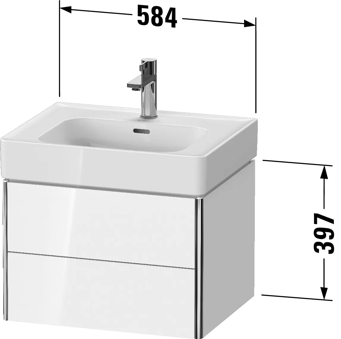 Duravit Waschtischunterschrank wandhängend „XSquare“ 58,4 × 39,7 × 47 cm in Betongrau Matt