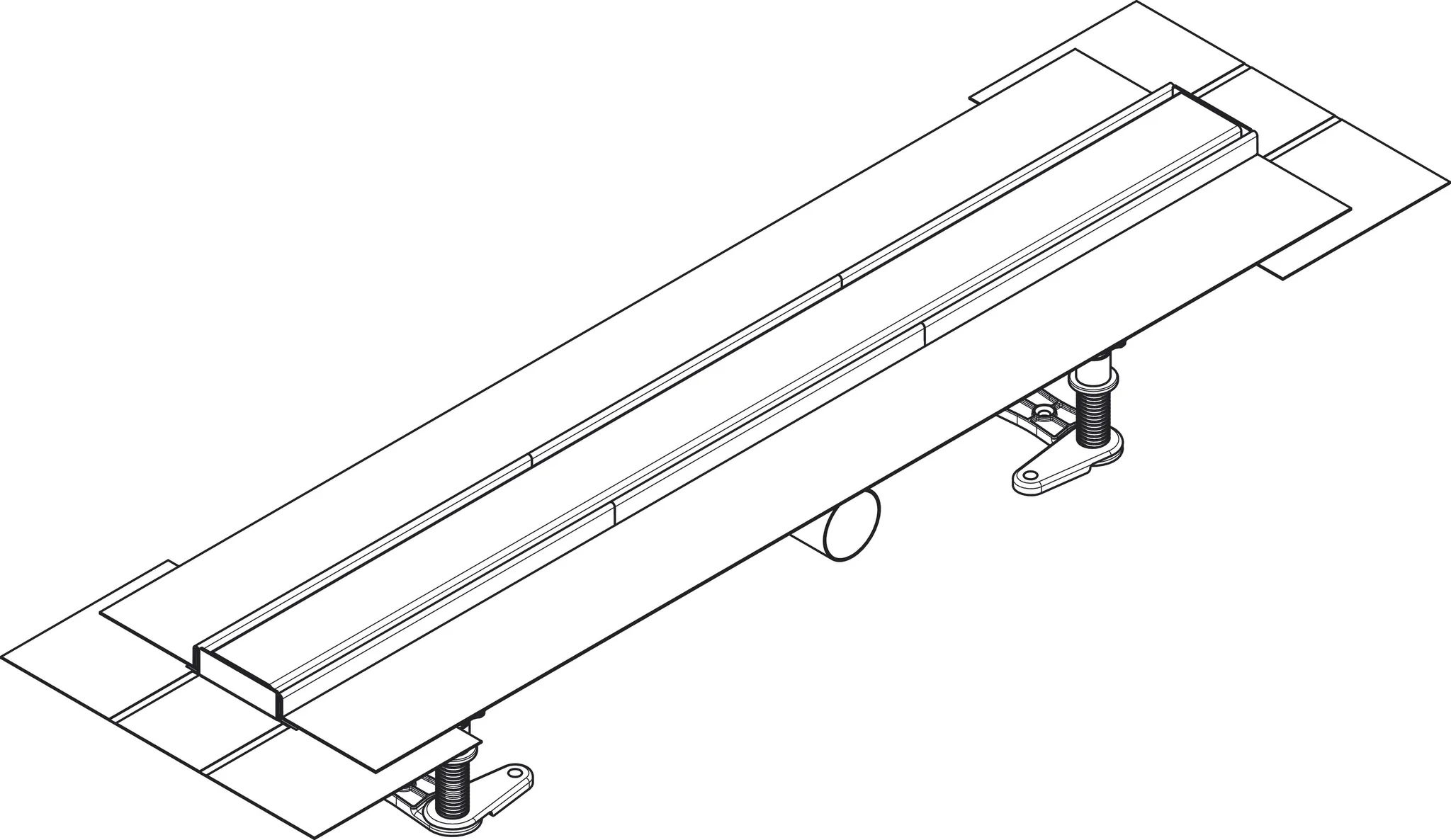 RainDrain Compact Komplettset Duschrinne 700 für flache Installation Edelstahl gebürstet