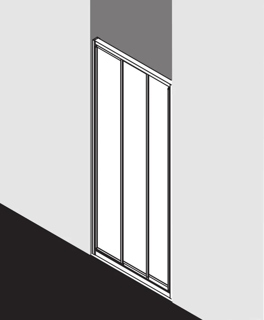 Kermi Duschtür Gleittür 3-teilig für Nische und Ecke „IBIZA 2000“ 200 cm Glas SR Opaco, Profile Silber Mattglanz, Anschlag links und rechts, Schiebetür dreiteilig