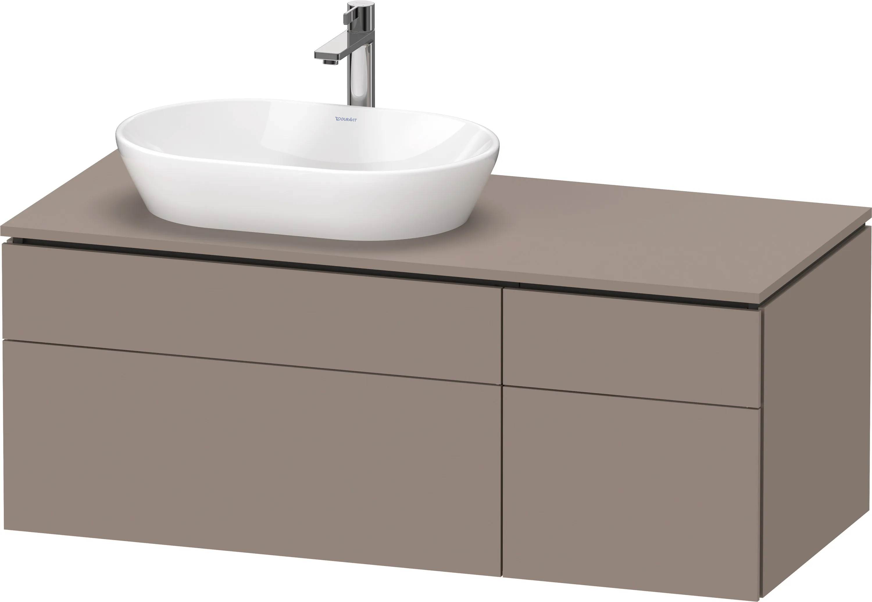 Duravit Waschtischunterschrank wandhängend „L-Cube“ 122 × 48,2 × 55 cm Basalt Matt, links Duravit Waschtischunterschrank wandhängend „L-Cube“ 122 × 48,2 × 55 cm Basalt Matt, links