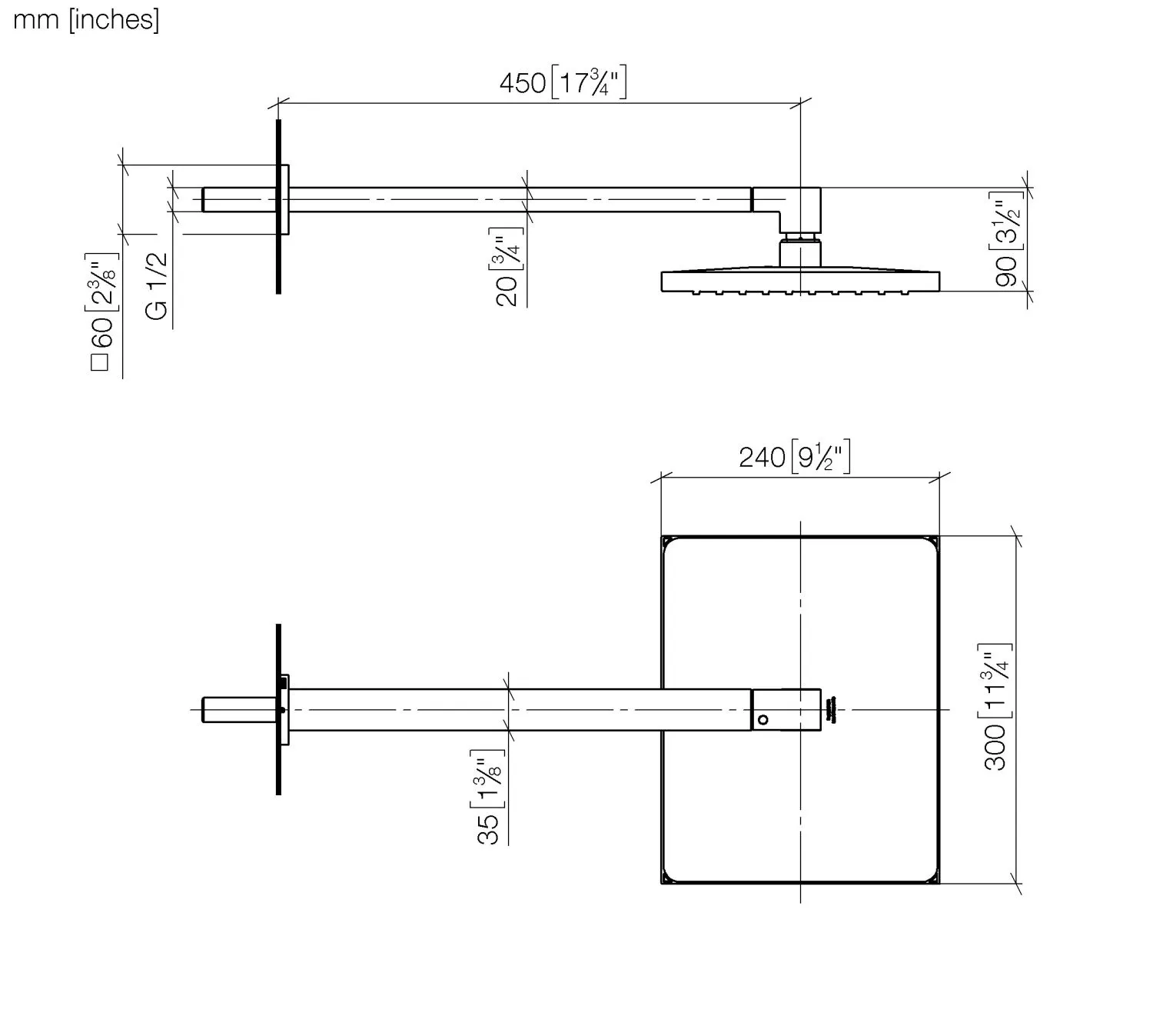 Dornbracht Regenbrause SERIENSPEZIFISCH Chrom 300 x 240 mm mit FlowReduce und Antikalk-System